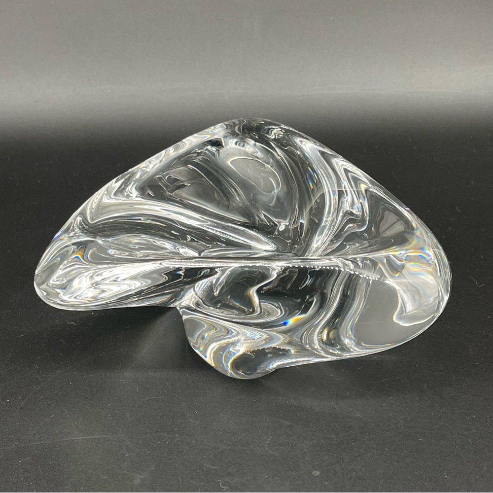 St Louis Crystal France Caravelle Triangular Twisted Art Glass Bowl or Ashtray